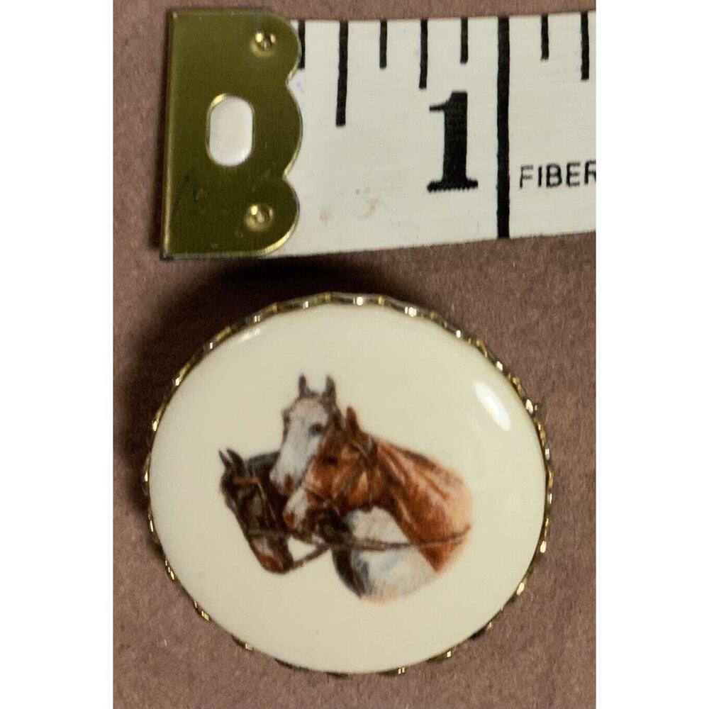 Vintage Hand Painted Porcelain Horse Brooch C Clasp, Horse Pin, Painted Ponies